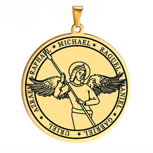 Collier pendentif Wowei transfrontalier en tungstène, plaqué or véritable, motif Ailes des Sept Anges, style Talisman Four - Product Image 3