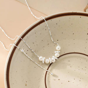 Exquisito Collar de Plata S925 Estilo Japonés Coreano Simple, Cadena de Perlas para Clavícula, Collares de Perlas con Forma de Gota de Agua - Product Image 4