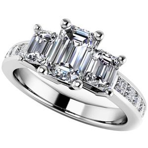 Anillo de Diamantes Cultivados en Laboratorio con Certificación IGI, Tres Piedras, Oro Blanco de 14K, Banda Eternity con Pavé, Joyería de Lujo - Product Image 2