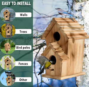 Büyük 2-Hole ahşap kuş evi için arka bahçesinde avlu açık ahşap el sanatları güvercinler ve duvar işaretleri - Product Image 4