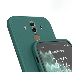 Asli Persegi Silikon Cair Kasus untuk Huawei Mate 9 10 Pro Kamera Pelindung Lucu Telepon Penutup Belakang Mate9 Mate10 10Pro Fundas