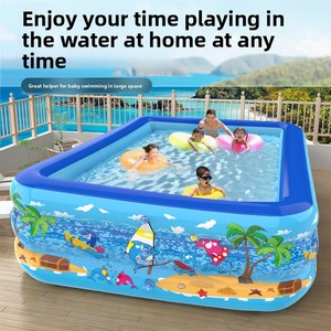 Piscine gonflable familiale 355 cm - Aire de jeux pour enfants sur le thème de l'océan avec impression de monde marin animé - Product Image 1