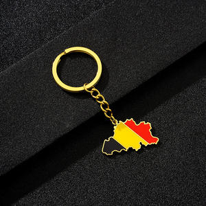 Couleur argent Pays Drapeau Porte-clés En Gros Style Ethnique En Acier Inoxydable Billy Carte Drapeau Pendentif En Métal Pays Drapeau Porte-clés - Product Image 5