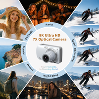 Appareil photo numérique 8K 88MP avec zoom optique 7x, double objectif, flash LED, EIS, stabilisation gyroscopique 5 axes, écran tactile, HDR, WiFi