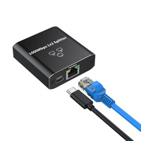 Penjualan Panas Gigabit 1000Mbps rj45 Splitter 1X2 Kabel Ethernet 1 masuk 2 keluar Pembagi Jaringan PC