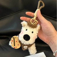 Porte-clés en peluche chien West Highland White Terrier Doodle, breloque animale douce à suspendre avec anneau porte-clés, à partir de 14 ans