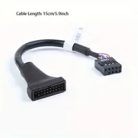 Cable convertidor de 15cm de 20 pines a 9 pines, adaptador de puente de cable USB2.0 USB3.0 de 20 pines macho a 9 pines hembra, cable de extensión para placa base de PC