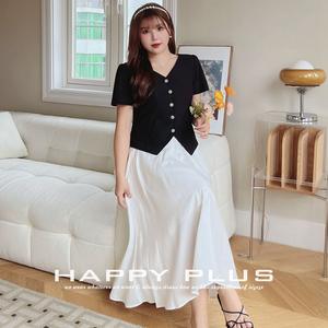 Runqi – haut à manches courtes et col en v pour femmes, grande taille, noir, couleur unie, polyester, N8728 - Product Image 3