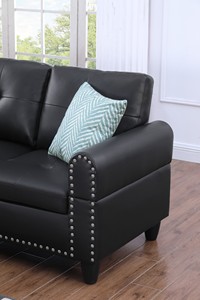 High 3-Piece L-Shaped Faux Leather Sectional <b>Sofa</b> Set <b>Storage</b> Ottoman Eco-Friendly Durable Modular Design for Living Rooms - Product Image 3