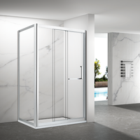 Cabine de douche d'angle coulissante moderne pour hôtel avec porte en verre trempé, taille personnalisable disponible