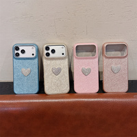 Coque de téléphone de luxe glamour avec strass en forme de cœur pour iPhone 18 17 Pro Max 16 15 14 13 – Housse de protection élégante et scintillante à grain de soie