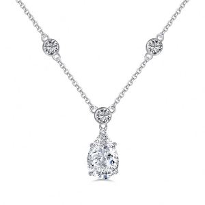 Collier pendentif Dylam en argent sterling 925 avec zircone 8A rose clair en forme de goutte de diamant pour mariage et soirée - Product Image 1