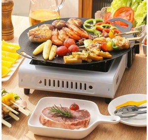 Multiple Thickness Hot Sale Korean Barbecue Camping Grill <b>Pan</b> <b>Cast</b> Iron Griddle Plate Baking Sheet Double Handle Lightweight - Product Image 3