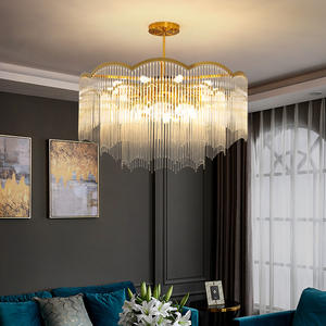 Candelabros de cristal de altura ajustable, luz colgante de borla de tamaño medio para sala de estar, decoración de Hotel, iluminación decorativa - Product Image 3