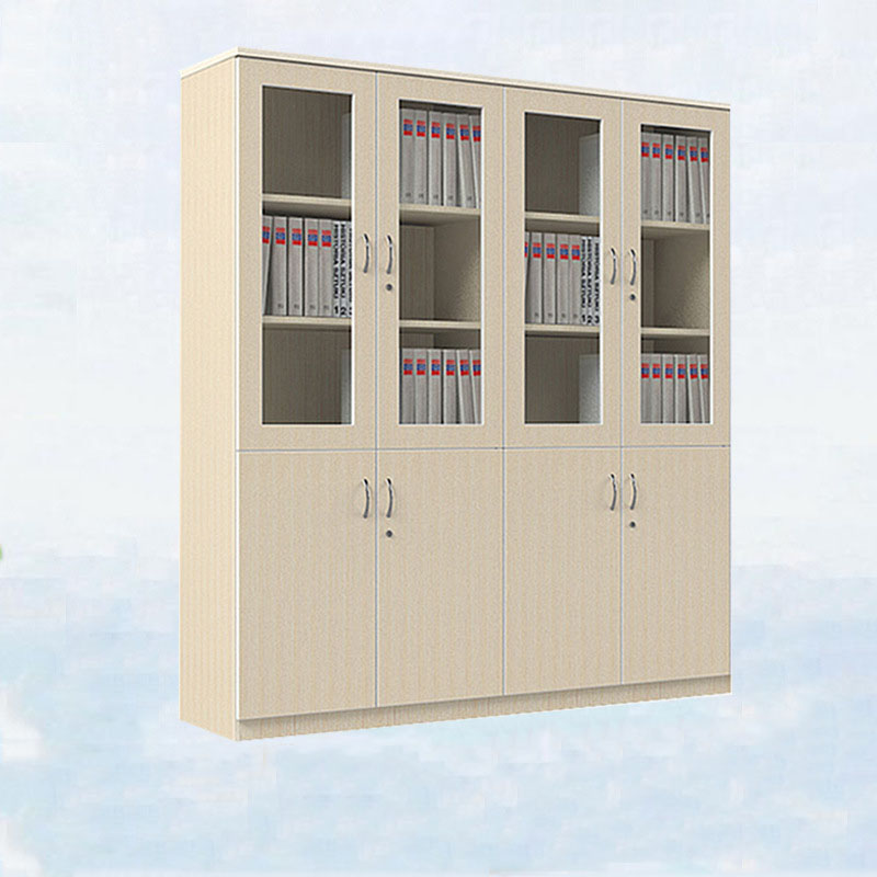 Светлый роскошный деревянный материал с 3 ящиками, 4 двери с замком, вертикальный шкаф для файлов, дизайнерская офисная мебель для компаний