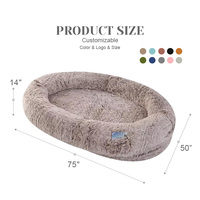 Lit pour chien ultra-large lavable pour animaux de compagnie et humains, lit pour chien en peluche longue avec tissu moelleux géant, livraison directe d'usine