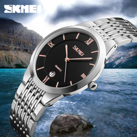 Relojes de Cuarzo Skmei 9139 de Acero Inoxidable, Diseño Simple y Lujoso con Dibujos Animados, para Parejas, Resistentes al Agua, con Múltiples Esferas, Logotipo Personalizado ODM