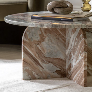 Mesa de <span class=keywords><strong>Centro</strong></span> de Mármol Verde Natural de la Selva Tropical de <span class=keywords><strong>Brasil</strong></span>, Muebles para Sala de Estar, Mesa Redonda de Mármol Blanco y Verde - Product Image 5
