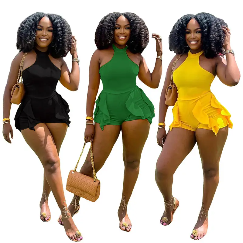 Summer Halter Solid Color Bodysuits For Women Sexy Bodysuits Sleeveless For Women Jumpsuit Women
