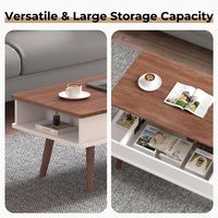 Table basse en bois moderne à grand compartiment de rangement caché, étagère ouverte, design anti-pincement, levage silencieux, vente chaude