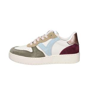 Sneakers da Donna Victoria in Camoscio Beige e Verde con Suola Spessa - Product Image 1