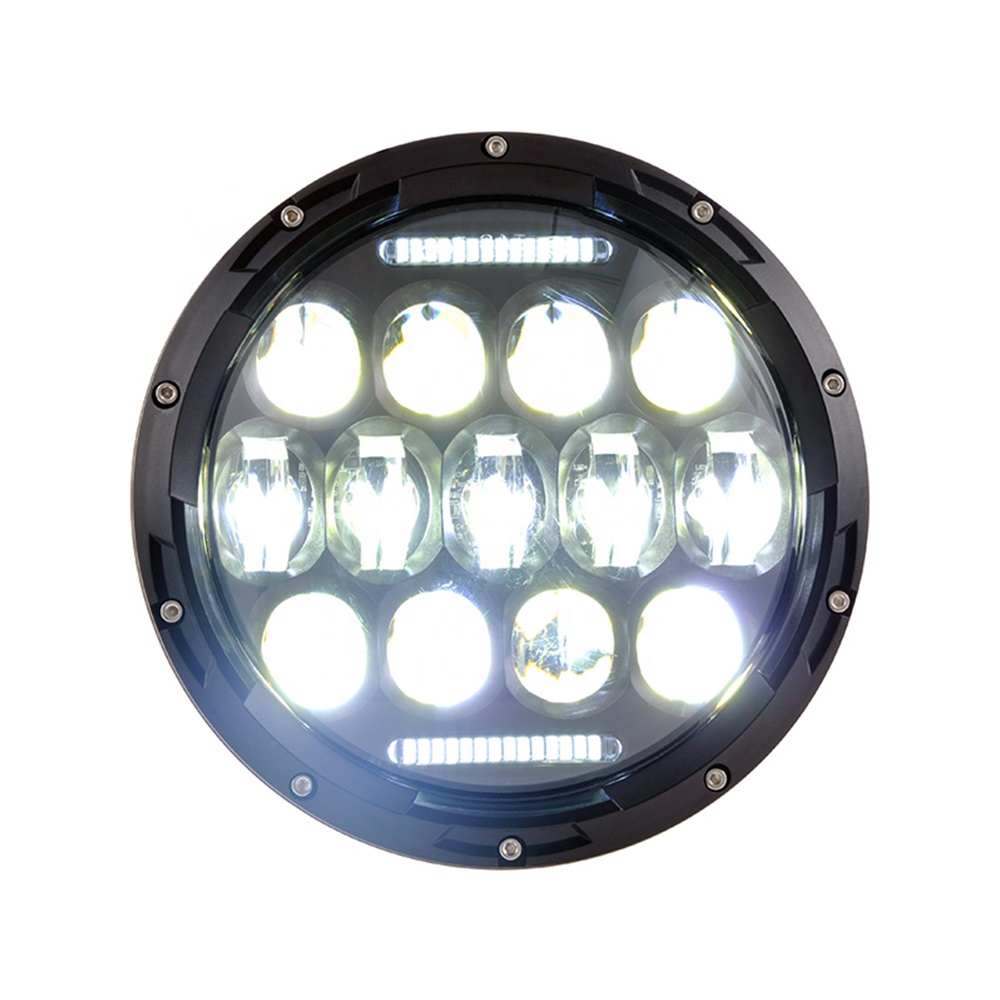 2015 Hot Koop Nieuwe Ontwerp Zwart 7 Inch 75W Hi/Lo Koplamp, 7 Inch Led Koplamp Voor Moto, 75W Koplampen