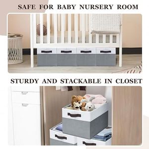 Large Storage <b>Baskets</b> for <b>Shelves</b> Fabric Closet Organizers and Storage Bins with Handles Home Organization - Product Image 2