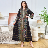 Robe de soirée élégante pour femme, style arabe du Moyen-Orient, en polyester, à manches longues, col en V, ample, ornée de paillettes et de perles, Nouvelle collection Printemps 2025, pour le commerce extérieur