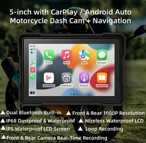 Caméra embarquée pour moto 5 pouces 4k sans fil Apple Carplay Android Auto IP66 Étanche Écran IPS Moniteur multimédia Double BT - Product Image 4