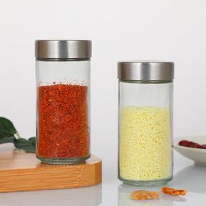 Piccola bottiglia di condimento in vetro sale e pepiera barattoli di spezie rotondi di 9cm di altezza con Shaker coperchi in acciaio inossidabile - Product Image 4