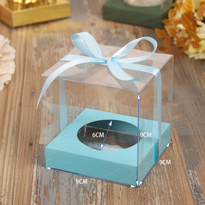 Caja pequeña de Color caramelo reciclado, Tarjeta blanca, caja de regalo de forma cuadrada transparente, embalaje colorido de plástico PET para cupcakes - Product Image 6