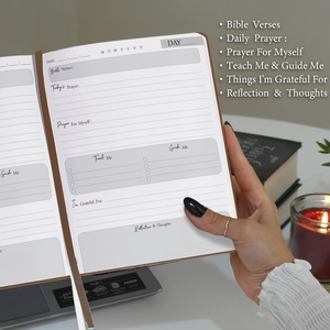 Cuaderno de oración de cuero de imitación para escrituras y devociones diario de estudio bíblico para mujeres y hombres - Product Image 5