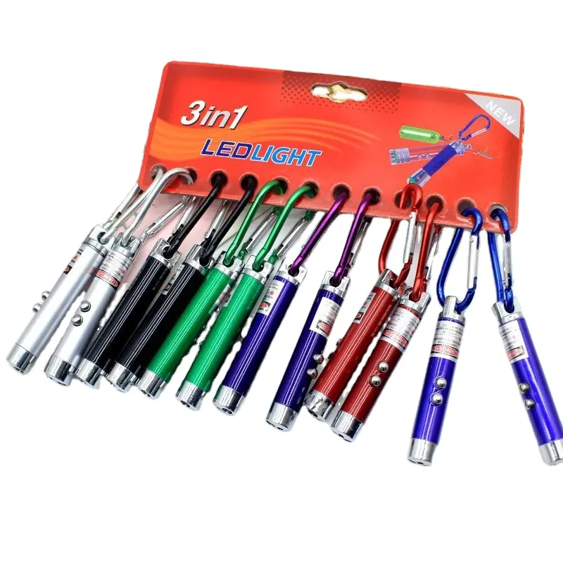 Commercio all'ingrosso 3 in1 multicolore Pet puntatore Laser penna sostenibile Chase giocattolo per cani e gatti