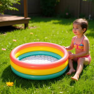 Piscina Inflable Circular de PVC de 86*25cm y 56L con 3 Arcos para Bebés y Niños, Incluye Kits de Reparación - Product Image 2
