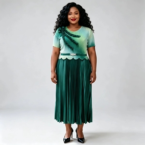 Vestido Elegante <span class=keywords><strong>de</strong></span> Talla Grande con Volantes en el Hombro y Cintura Festoneada, Moda Modesta, Venta al por Mayor, Vestido Plisado Miyake, Directo <span class=keywords><strong>de</strong></span> Fábrica - Product Image 5