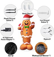 Bonhomme en pain d'épices grandeur nature avec éclairage LED, décorations gonflables de Noël pour l'extérieur, décorations gonflables de Noël