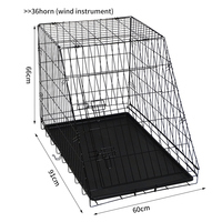 Cage de transport pour animaux de compagnie en métal pliable à design incliné, version voiture à 2 portes, pour chiot, chien, chat, boîte de transport