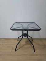 Meubles de jardin Uplion, table carrée en métal d'extérieur, table à manger, table de café, table en verre trempé, table de patio