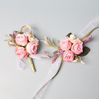 Bunga Sutra Gaya Barat Eropa Asli untuk Pengantin Pria dan Wanita, Pengiring Pengantin, Pengiring Pria, Orang Tua, Boutonnieres, Dekorasi Pergelangan Tangan