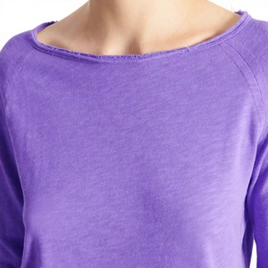 Camiseta de Manga Larga para Mujer, Cuello Redondo, Mezcla de Algodón Suave, Informal, Fabricante OEM, Venta al Por Mayor de Ropa - Product Image 3
