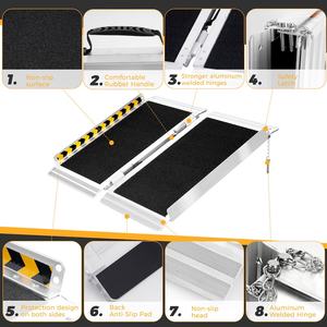 <span class=keywords><strong>Rampas</strong></span> Plegables Portátiles de Aluminio <span class=keywords><strong>para</strong></span> Sillas de Ruedas y Motocicletas con Revestimiento Antideslizante, Capacidad de 272 kg, Garantía de 12 Meses - Product Image 4