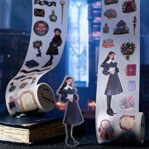 1 rouleau de ruban adhésif Enchantment Pact Series Girl-Themed Sticker Roll European Vintage Decorative Base Layer Stickers - Product Image 3