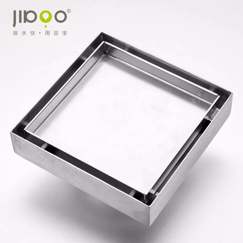 ODM anti odor Square stainless steel Square waste Tile Insert Grate Cover Strainer Brushed bathroom drainer Shower floor Drain