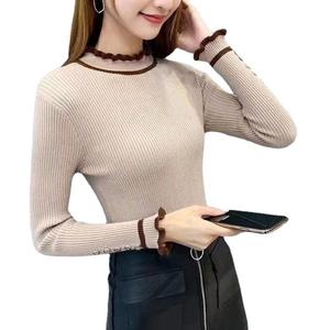 Maglione in <span class=keywords><strong>maglia</strong></span> a prezzo di fabbrica all'ingrosso nuovo stile da <span class=keywords><strong>donna</strong></span> con maglione a mezzo collo sottile e sottile - Product Image 2