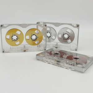 Cinta de audio transparente personalizada, azul, de bobina abierta, en blanco, de 50 minutos, estilo vintage, para reproductor de casetes. - Product Image 1