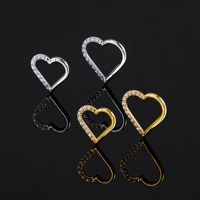 Boucles d'oreilles Daith et anneaux de nez en titane ASTM F136 avec zircon, design cœur, plaqué or 18 carats, bijoux de corps pour femme, mariage