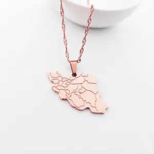 Confraternita moda bella mappa collana gioielli novità in acciaio inox Iran simbolo patriottico ciondolo laminato