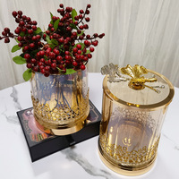 Vente en gros Pot à bonbons rond en verre avec couvercle pour décoration de fête à la maison