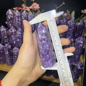 Groothandel helende stenen Lepidoliet toren natuurlijke kristal paarse mica punt voor decoratie - Product Image 5