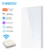 Panel Táctil Inteligente Zigbee de 3 Botones, 10A, 110V/250V, Estándar Estadounidense, Resistente al Agua, con Control por Voz Alexa para Interruptor Smart Life